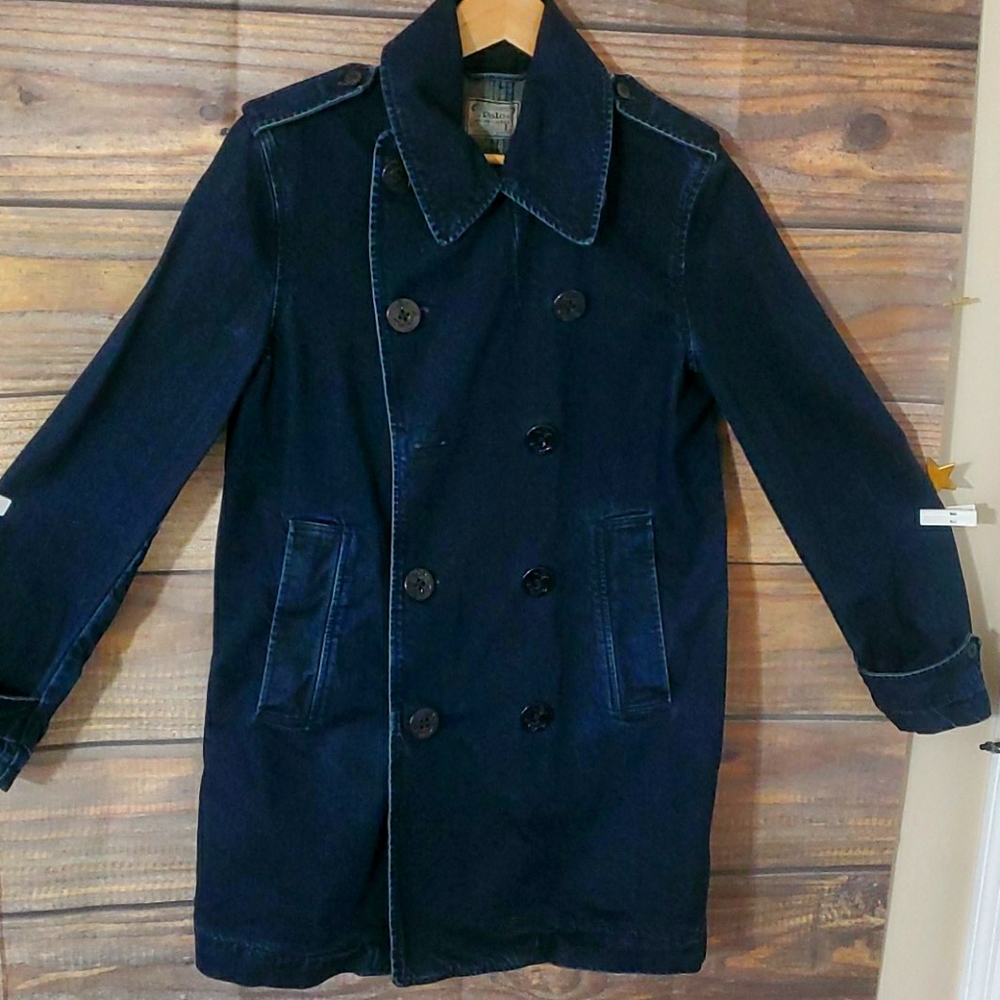 Polo Ralph Lauren Dark Blue Double Breasted Naval Military Denim Peacoat Jacket. - Picture 3 of 10